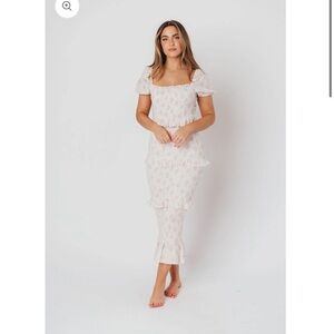 White floral smocked dress